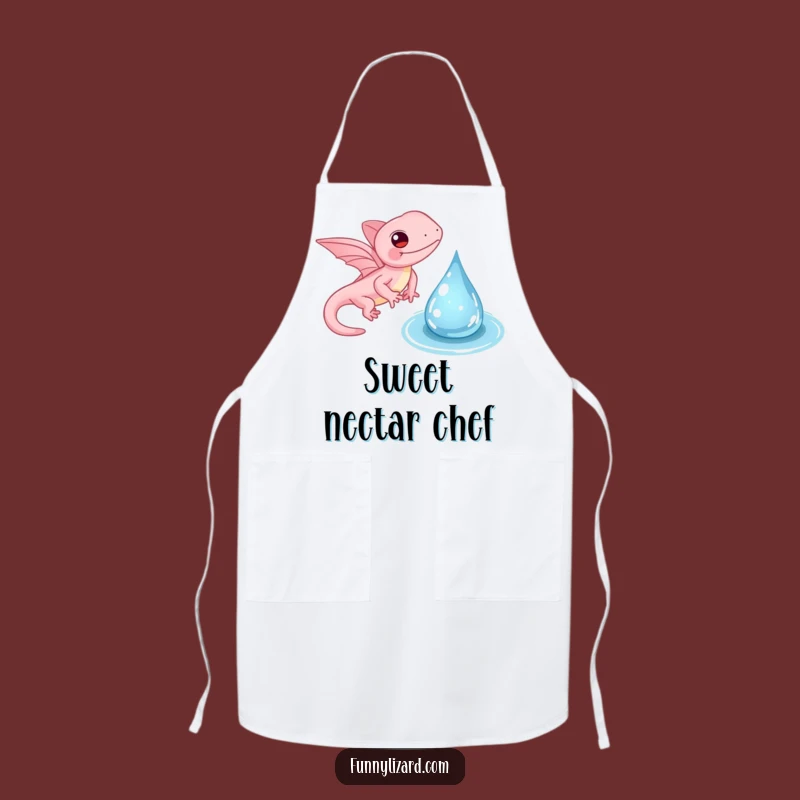 Funny Pink Lizard Apron - Tiny Wings Flapping Water Droplet Kitchen Fun, Chef Gift