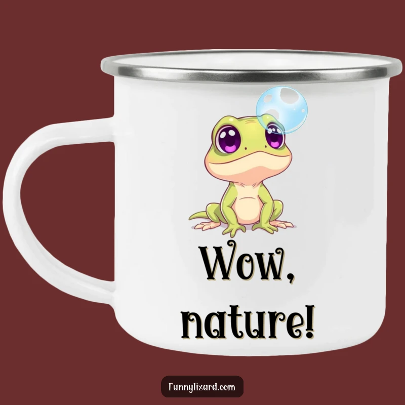 Funny Surprised Lizard Bubble Camp Mug - Durable and Wonder-Filled Gift