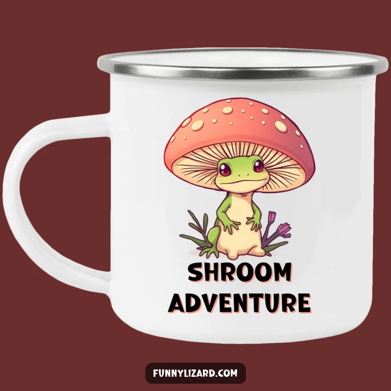Funny Lizard Mushroom Camping Mug: Forest Fun with Humorous Cheer!