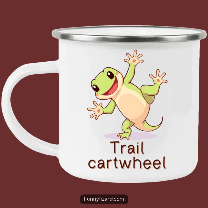 Funny Lizard Cartwheel Camping Mug: Adventure with Playful Humor!