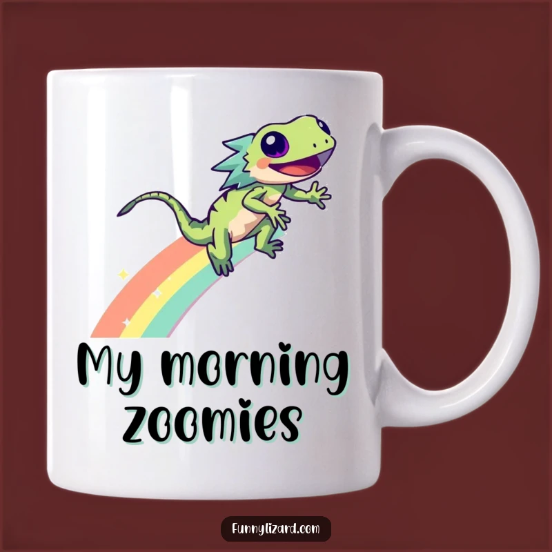 Funny Lizard Rainbow Zoom Mug: Energetic Sparkle Trail Gift for Her