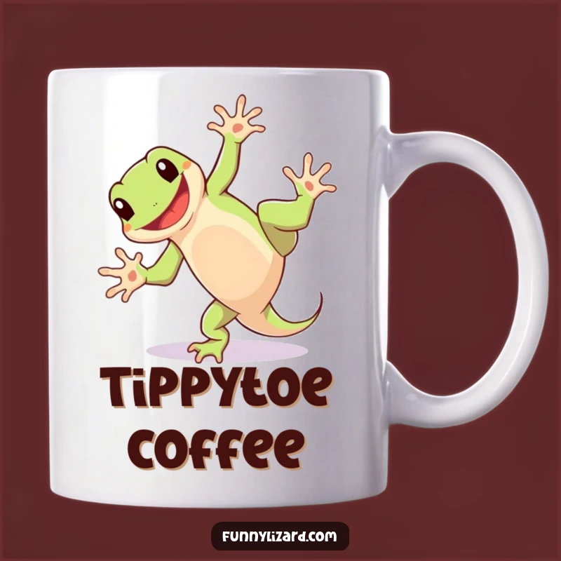 Funny Playful Lizard Cartwheel Mug: Grinning Fun, A Hilarious Gift!