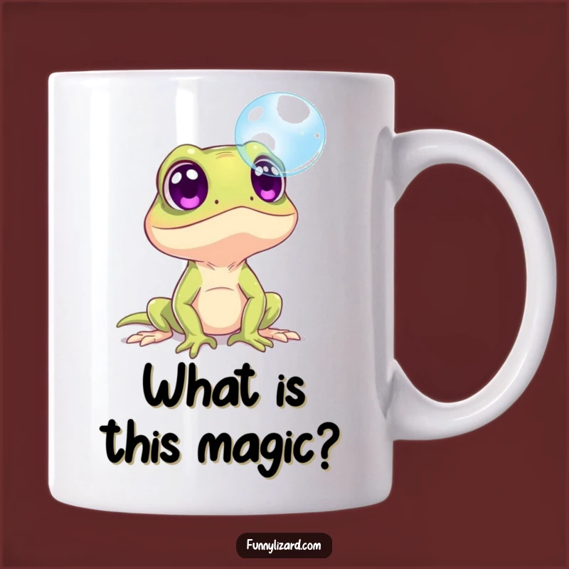 Funny Surprised Lizard Bubble Mug - Wide-Eyed Wonder Gift