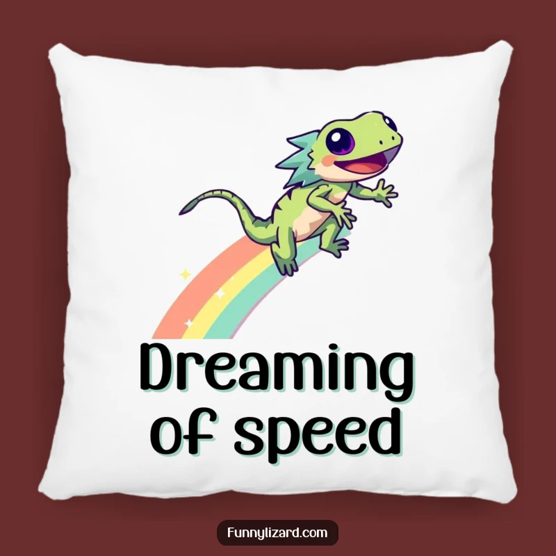 Cozy Funny Lizard Rainbow Pillow: Sparkle Zoom Comfort Gift Accent