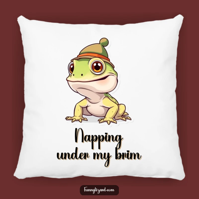 Funny Goofy Lizard Hat Pillow - Comfy and Comical Accent Pillow