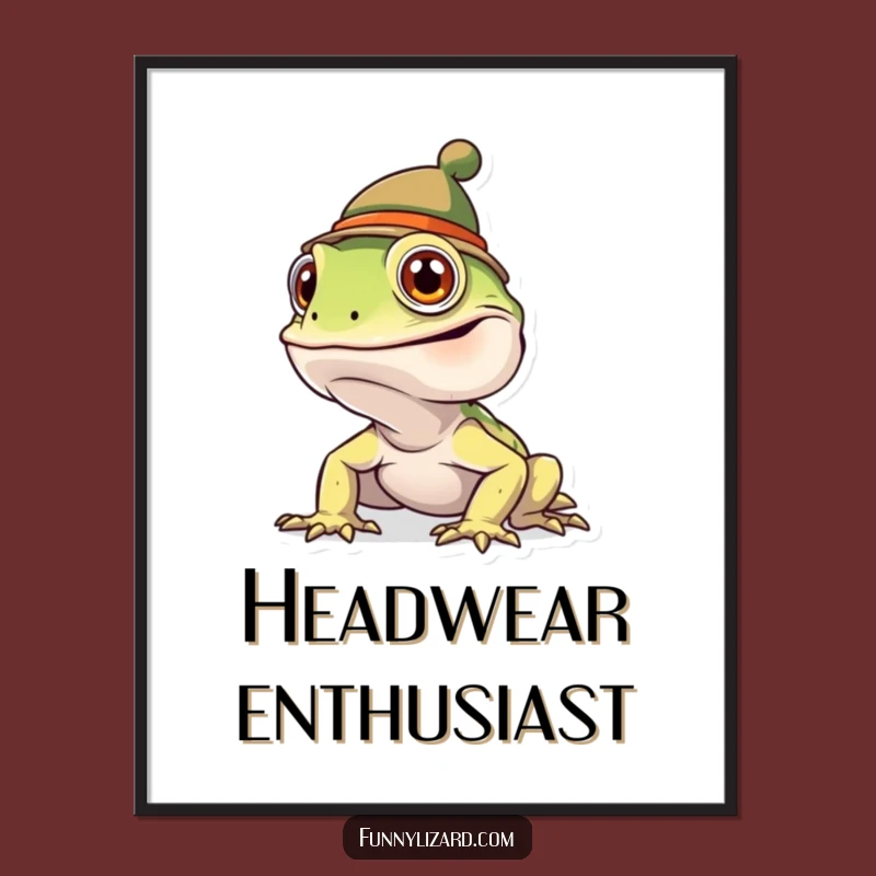 Funny Goofy Lizard Hat Digital Art - Whimsical Printable Decor Gift