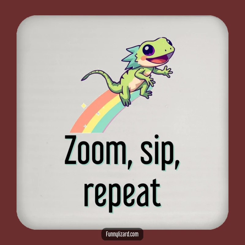 Funny Lizard Rainbow Coaster Set: Sparkle Zoom Drink Protector Gift