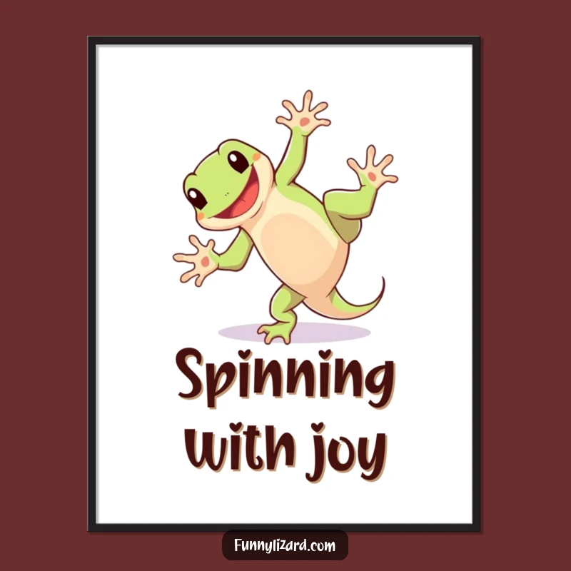 Funny Lizard Cartwheel Poster: Playful Fun for Your Walls, A Humorous Gift!