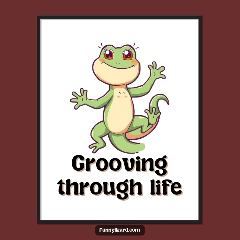 Funny Dancing Lizard Wall Art - Energetic and Hilarious Poster Gift