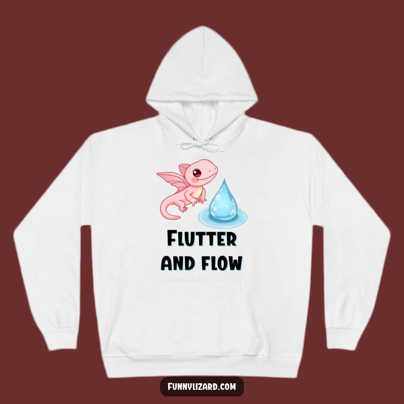 Funny Pink Lizard Hoodie - Tiny Wings Flapping Water Droplet Sweatshirt, Cozy Gift
