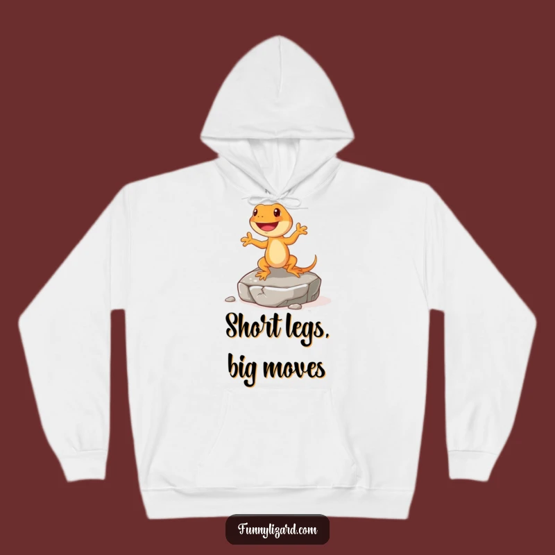 Funny Happy Orange Lizard Hoodie - Dancing Jig On Rock Sweatshirt, Cozy Gift