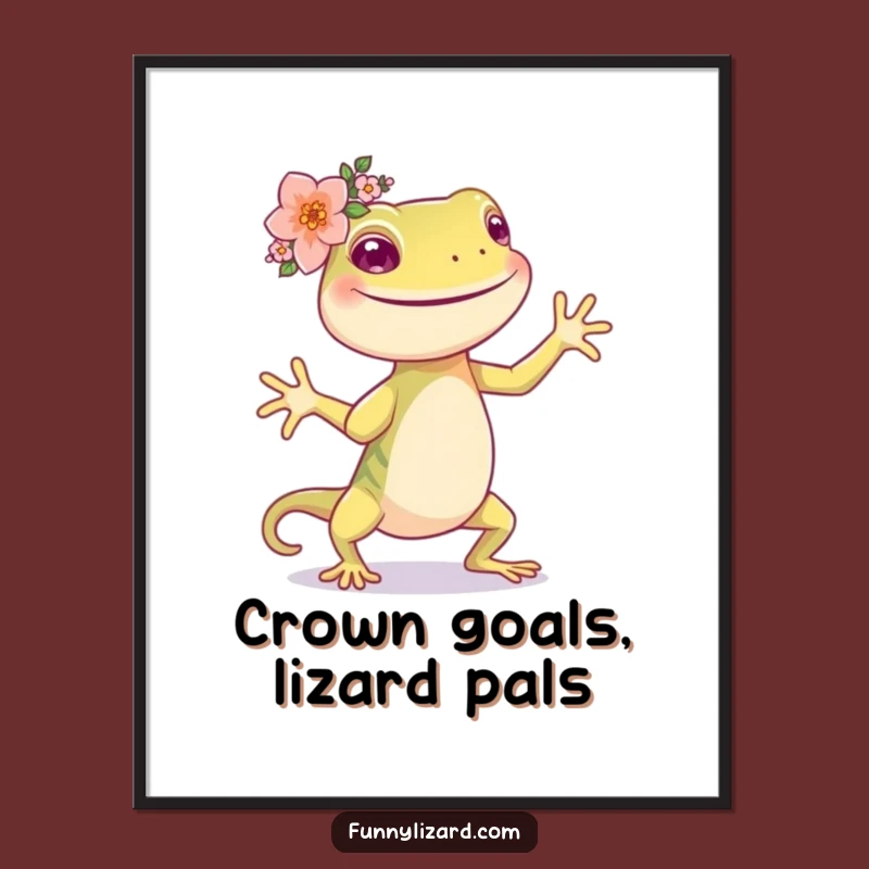 Free Printable Wall Art: Dancing Lizard Flower Crown! Whimsical Downloadable Decor.