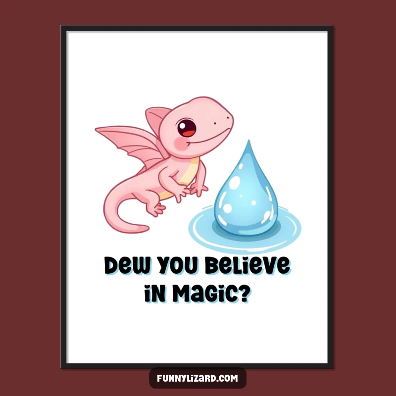 Free Printable Wall Art: Pink Winged Lizard - Whimsical Creature Downloadable Home Decor