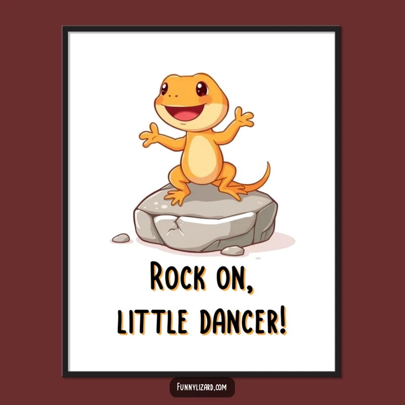 Free Printable Wall Art: Orange Lizard Jig - Funky Animal Downloadable Home Decor