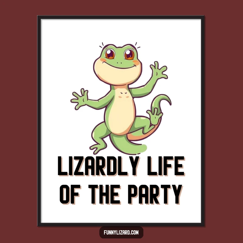 Funny Free Printable Wall Art: Energetic Dancing Lizard Downloadable Poster