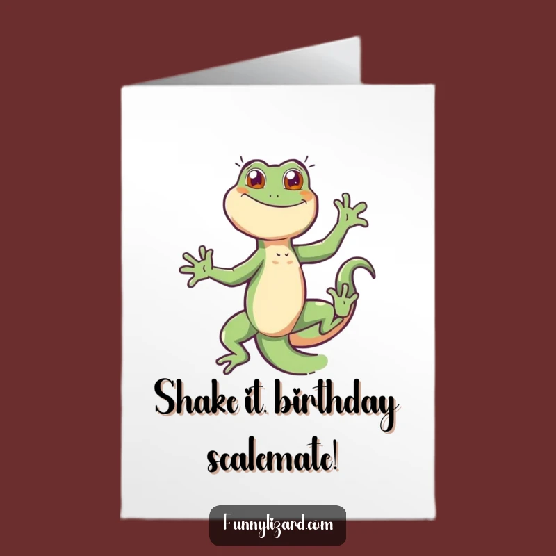 Free Printable Birthday Card: Energetic Dancing Lizard Funny Downloadable Gift