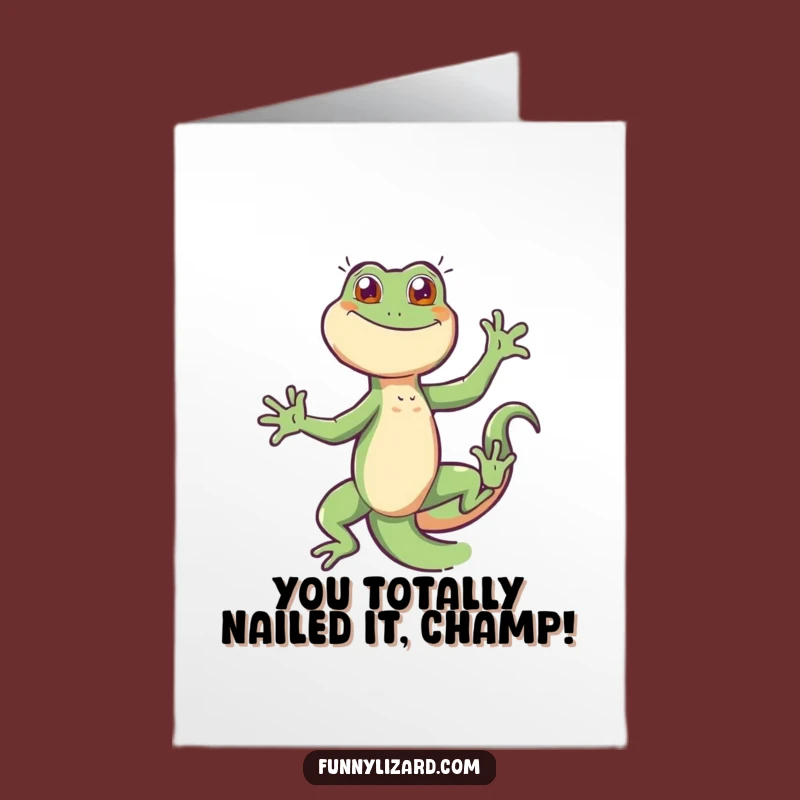 Free Printable Congrats Card: Energetic Dancing Lizard for a Hilarious Celebration