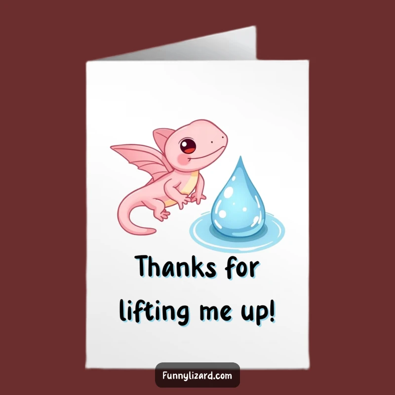 Free Printable Thank You Card: Pink Winged Lizard's Gentle Thanks Downloadable