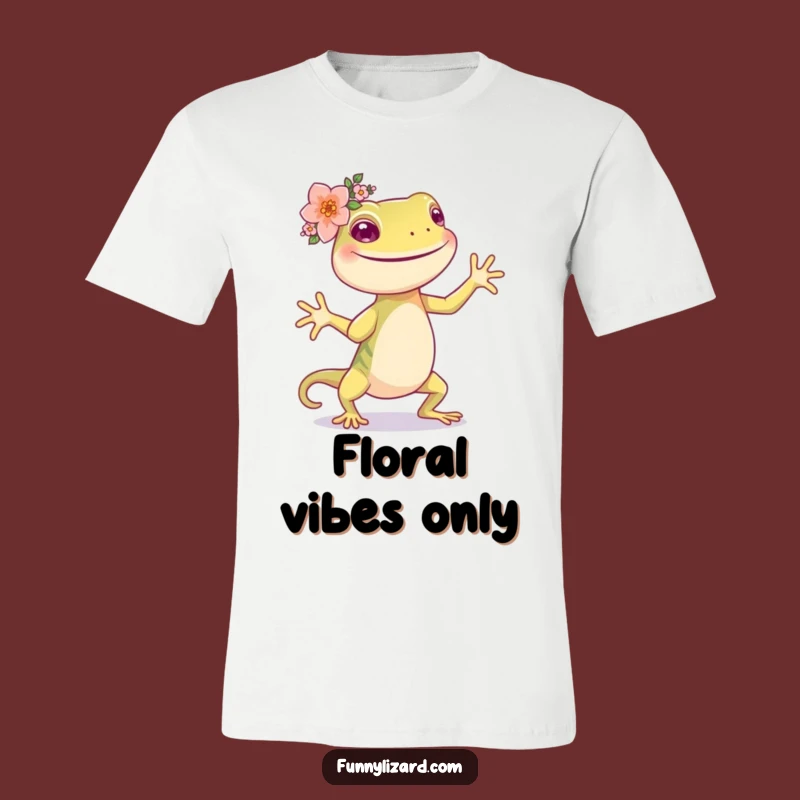Funny Dancing Lizard Flower Crown T-Shirt: Happy Vibes Tee Gift