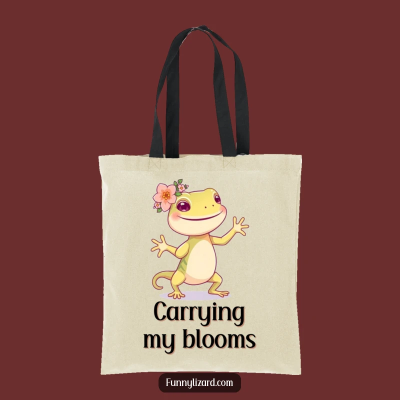 Funny Lizard Flower Crown Tote Bag: Dancing Style Carry-All Gift