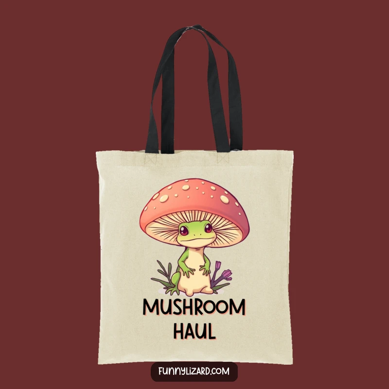 Funny Lizard Mushroom Tote Bag: Carry Magic with Humorous Style!