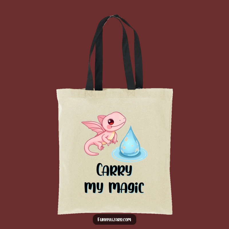 Funny Pink Lizard Tote Bag - Tiny Wings Flapping Water Droplet Carryall, Eco Gift