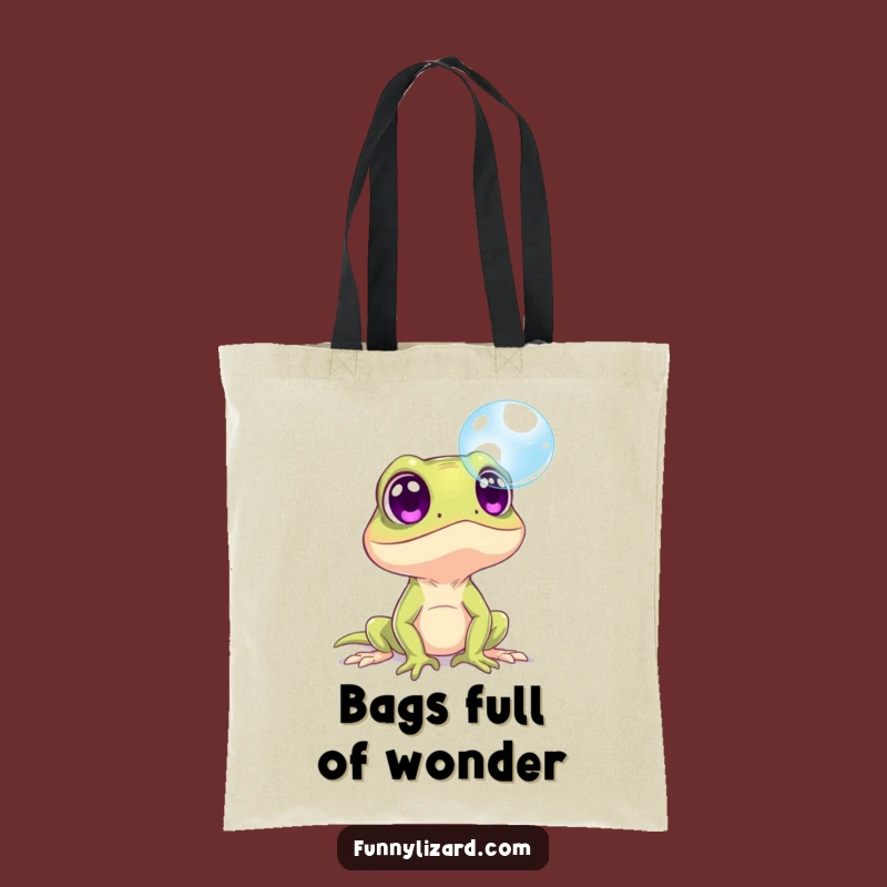 Funny Surprised Lizard Bubble Tote Bag - Carry Your Awe